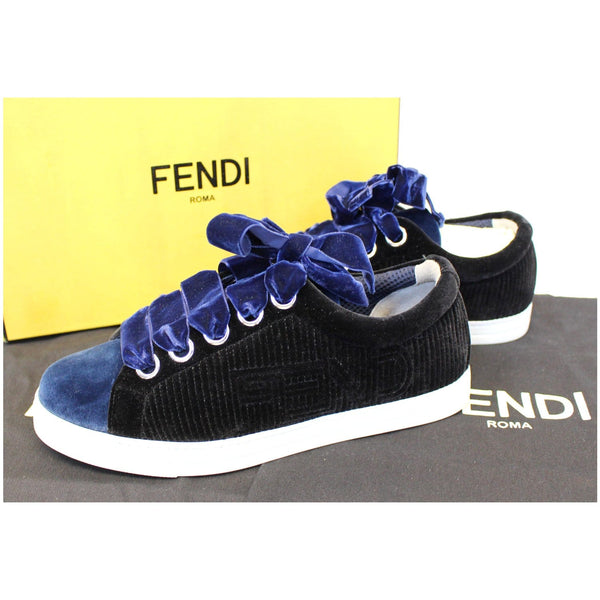  Fendi Velvet Sneakers in Blue & Black - side view 