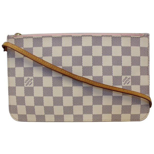LOUIS VUITTON Pochette Wristlet Pouch Damier Azur Neverfull MM/GM Rose Ballerine