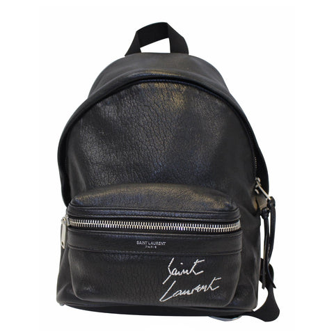 YVES SAINT LAURENT Toy City Embroidered Leather Backpack Bag Black