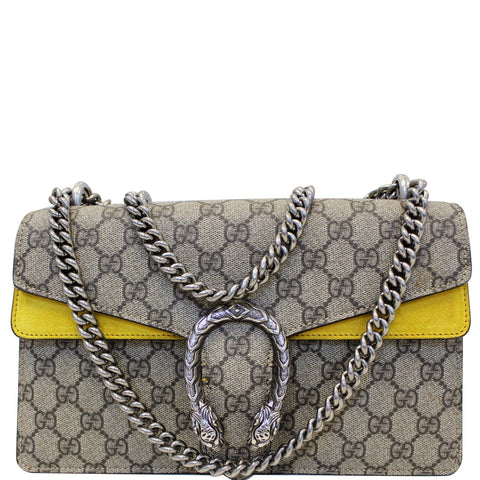 GUCCI Dionysus Small GG Supreme Canvas Shoulder Bag Beige 400249