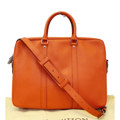 LOUIS VUITTON Porte-Documents Voyage PM Briefcase Taiga Leather Orange