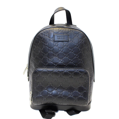 GUCCI Signature Leather Backpack Bag Black