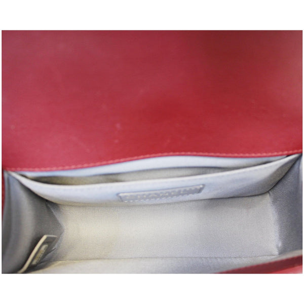 CHANEL Small Chevron Boy Calfskin Leather Flap Bag Burgundy