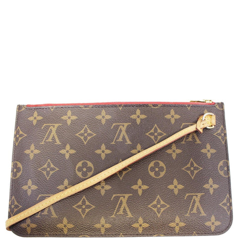 LOUIS VUITTON Pochette Wristlet Pouch Monogram Canvas Neverfull MM Brown