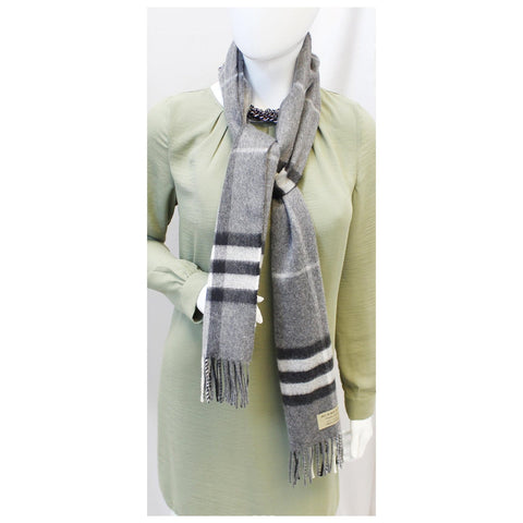 BURBERRY Classic Check Cashmere Scarf Grey-US