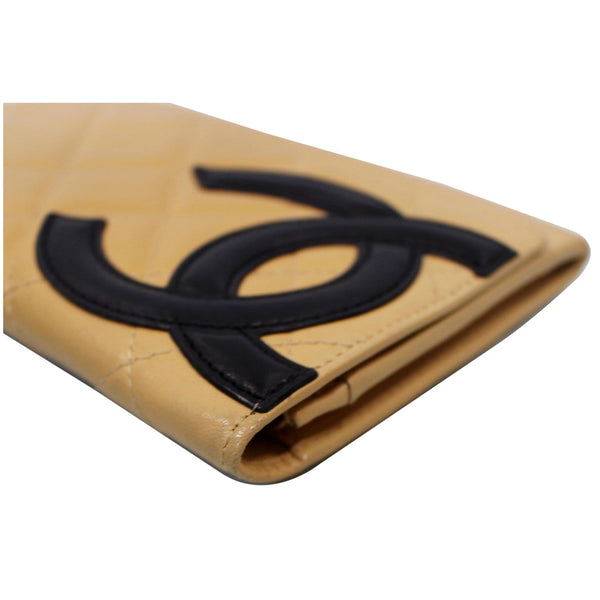 Chanel Cambon Flap Calfskin Quilted Wallet Beige logo view