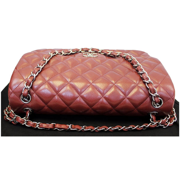 Chanel Jumbo Double Flap Shoulder Bag Caviar Quilted Red full view