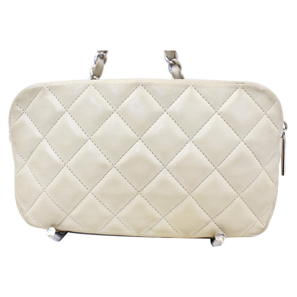 CHANEL Quilted Leather Camera Chain Bag White-US
