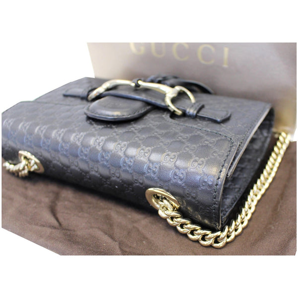 Gucci Shoulder Bag Emily Mini Micro GG Guccissima - gold chain