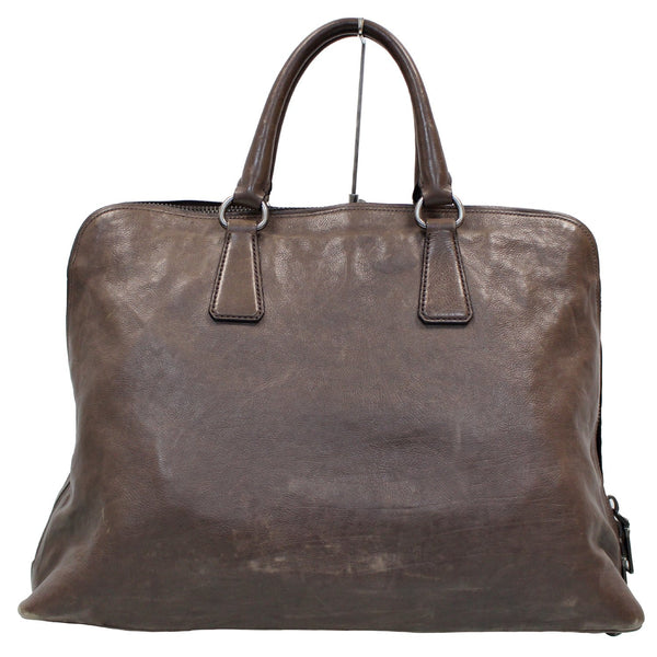 Prada Vitello Daino Leather Large Tote Bag Brown