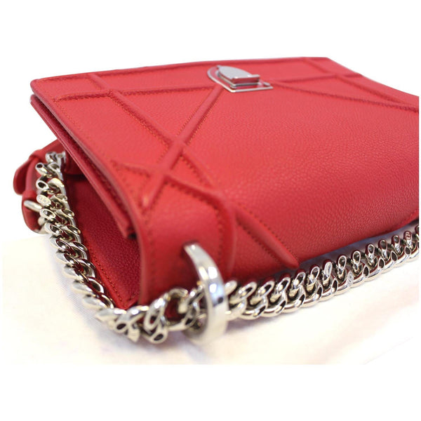 Christian Dior Diorama Small Flap Red Grained Leather corner