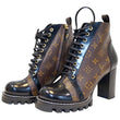 LOUIS VUITTON Star Trail Monogram Canvas/Patent Ankle Boot Brwon/Black US 8.5