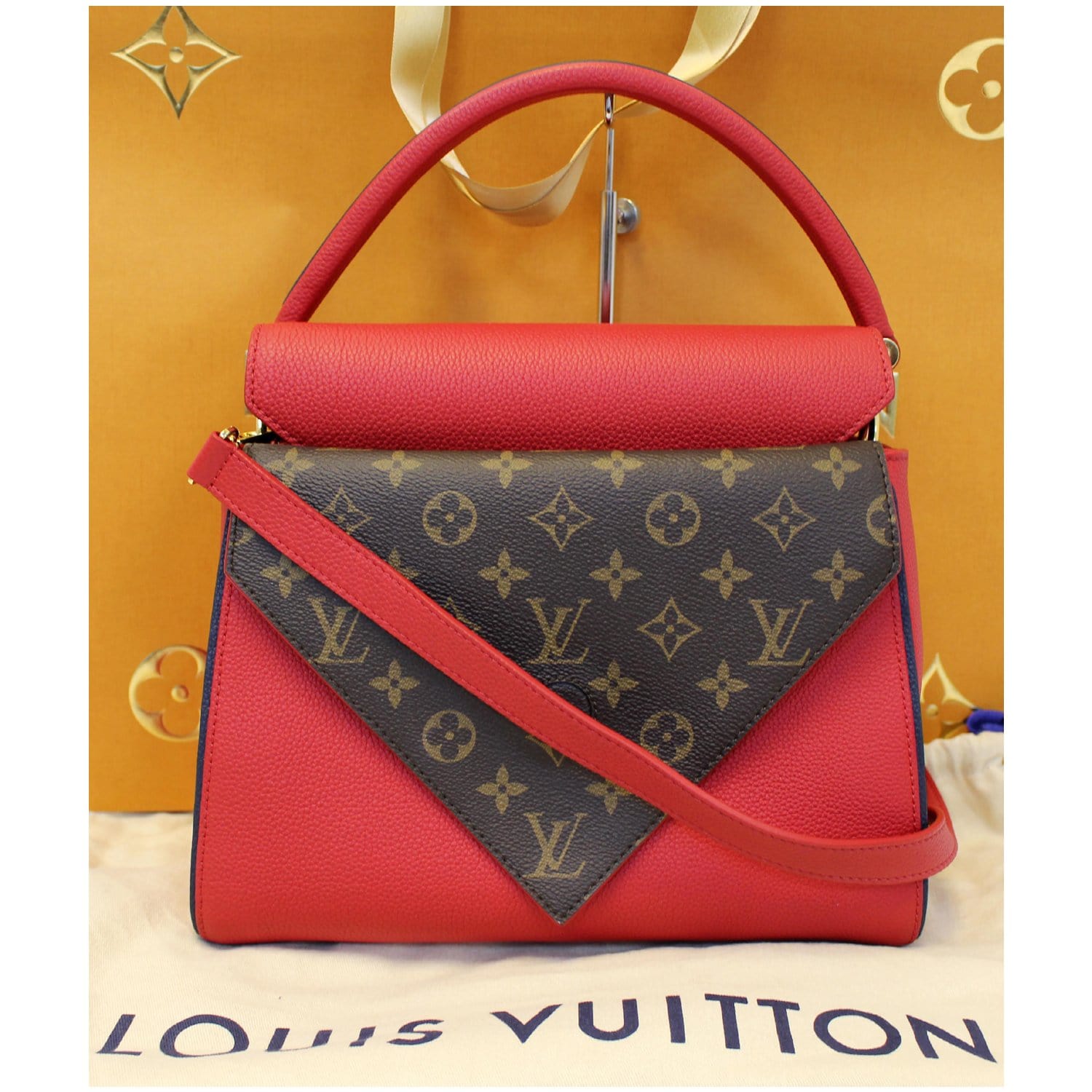 Louis Vuitton Sesame Leather and Monogram Coated Canvas Double V