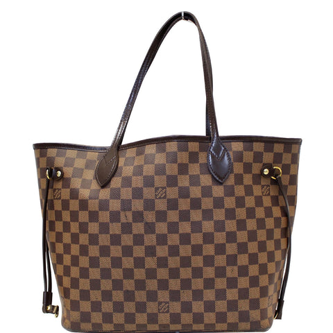 LOUIS VUITTON Neverfull MM Damier Ebene Tote Shoulder Bag Brown