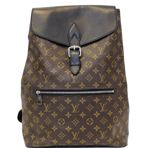 LOUIS VUITTON Palk Monogram Macassar Canvas Backpack Bag Black