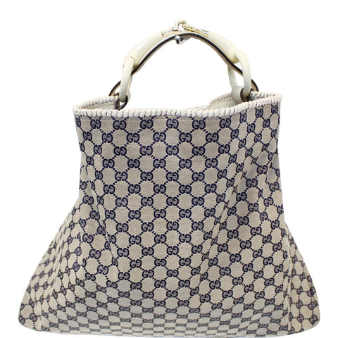 GUCCI Horsebit GG Canvas Large Hobo Bag Blue/White 114900