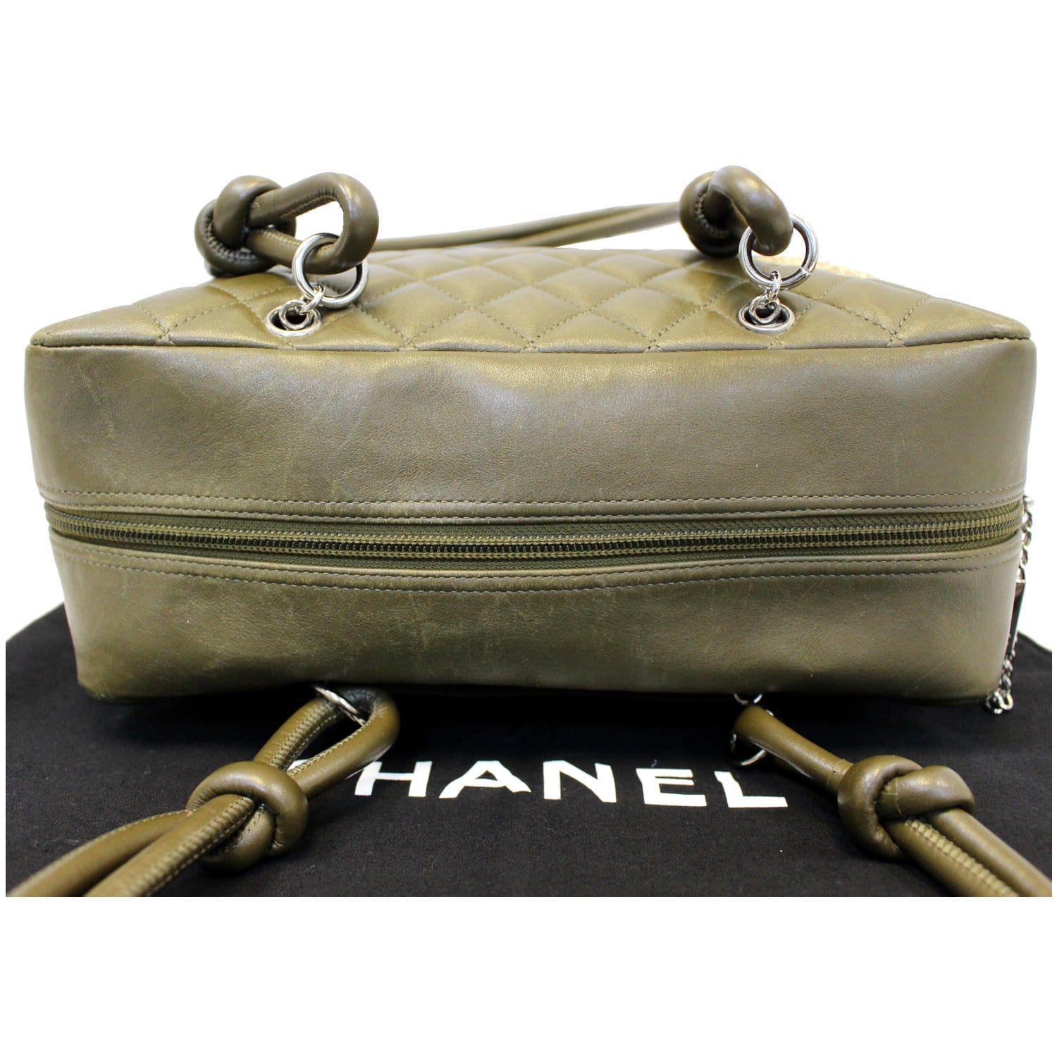 CHANEL Cambon Line CC Matelasse Bowling bag Shoulder Bag Lambskin Leather  Beige