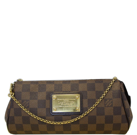 LOUIS VUITTON Pochette Eva Damier Ebene Clutch Bag Brown