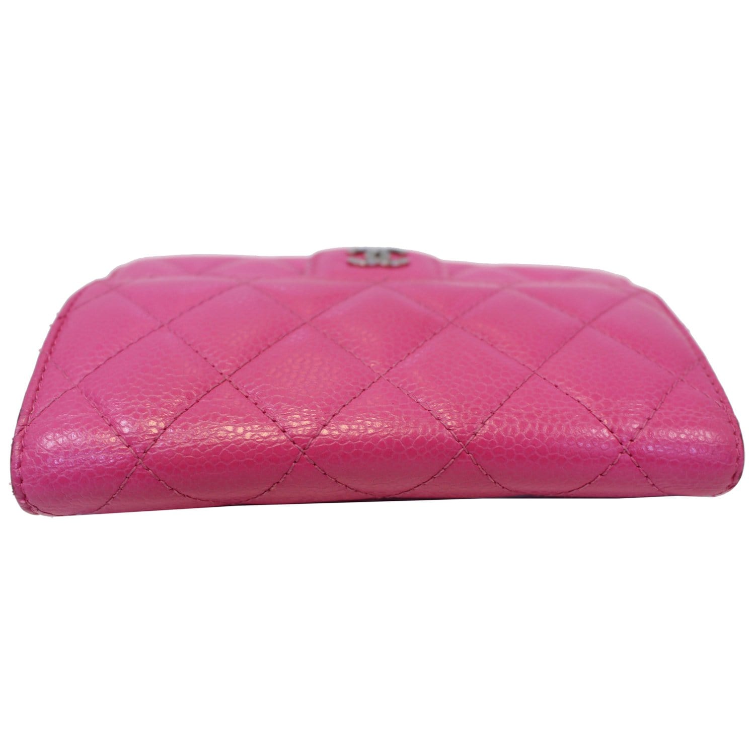 Chanel CC Card Holder Caviar Leather Case Hot Pink