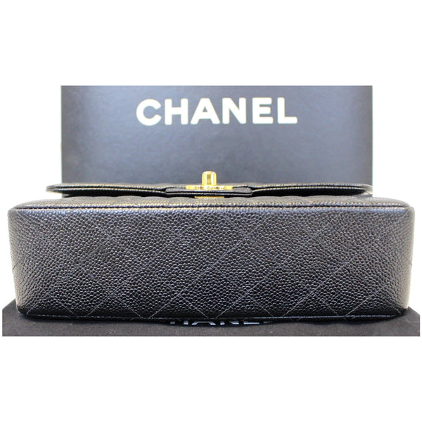 CHANEL Double Flap Small Caviar Leather Shoulder Bag Black-US