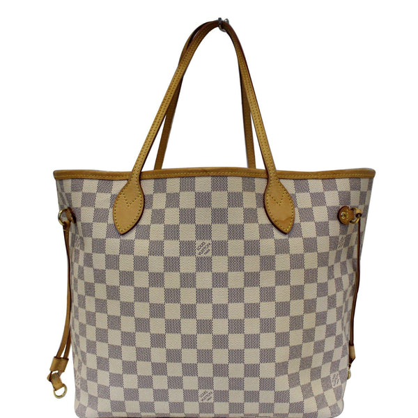 Louis Vuitton Neverfull MM Damier Azur White Shoulder Bag 
