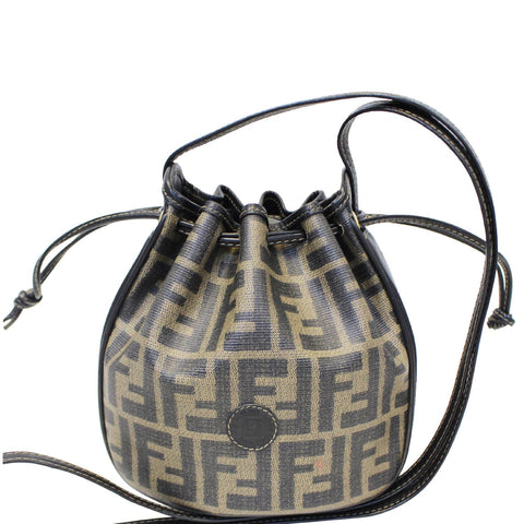 FENDI Drawstring Bucket Crossbody Bag Brown
