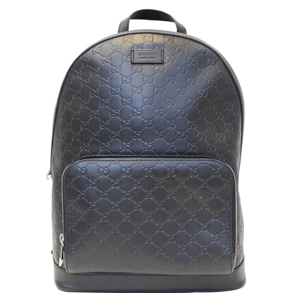 GUCCI GG Signature Leather Backpack Bag Black 406370
