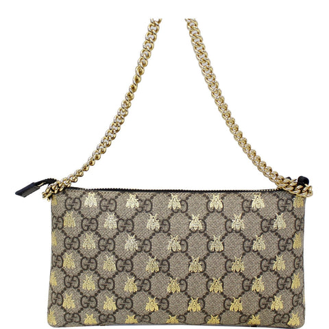 GUCCI Linea Bee GG Supreme Wristlet Handbag