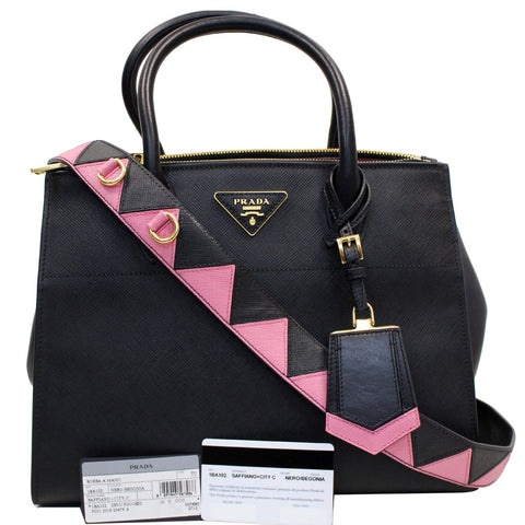 PRADA Paradigme Saffiano Leather Tote Shoulder Bag Black