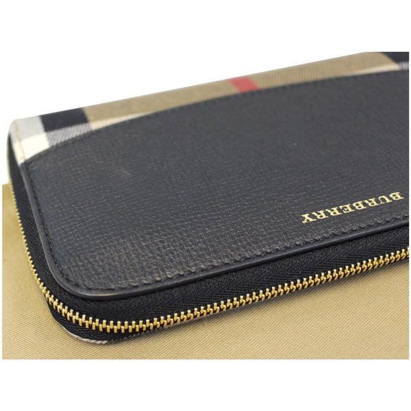 BURBERRY Haymarket Leather Canvas Continental Wallet Balck