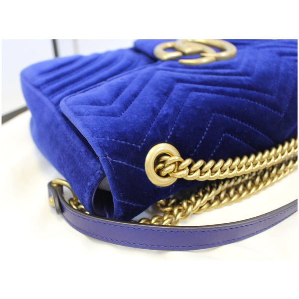 GUCCI GG Marmont Velvet Medium Shoulder Bag Blue 443496-US