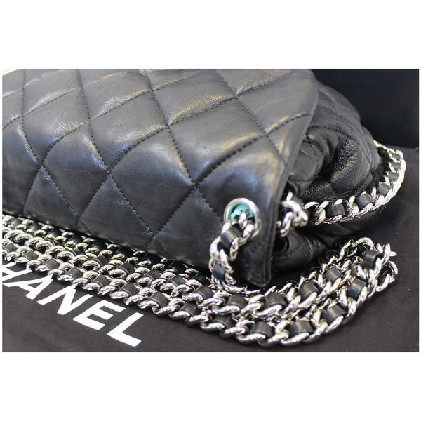 CHANEL Chain Around Quilted Leather Flap Shoulder Crossbody Bag Black