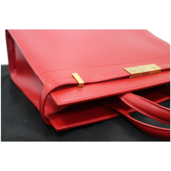 YVES SAINT LAURENT Small Manhattan Calfskin Leather Shopper Tote Bag Red - Last Call