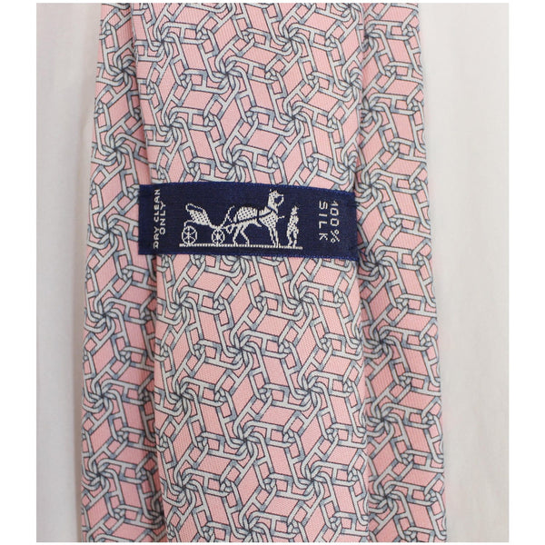 Hermes Men's Silk Neck Tie in Pink - Tag