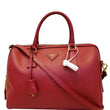 PRADA Lux Saffiano Leather Boston Handbag Red-US