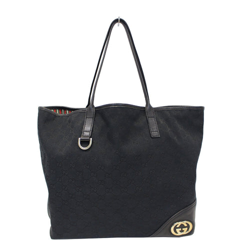 GUCCI Britt Large GG Canvas Black Tote Bag
