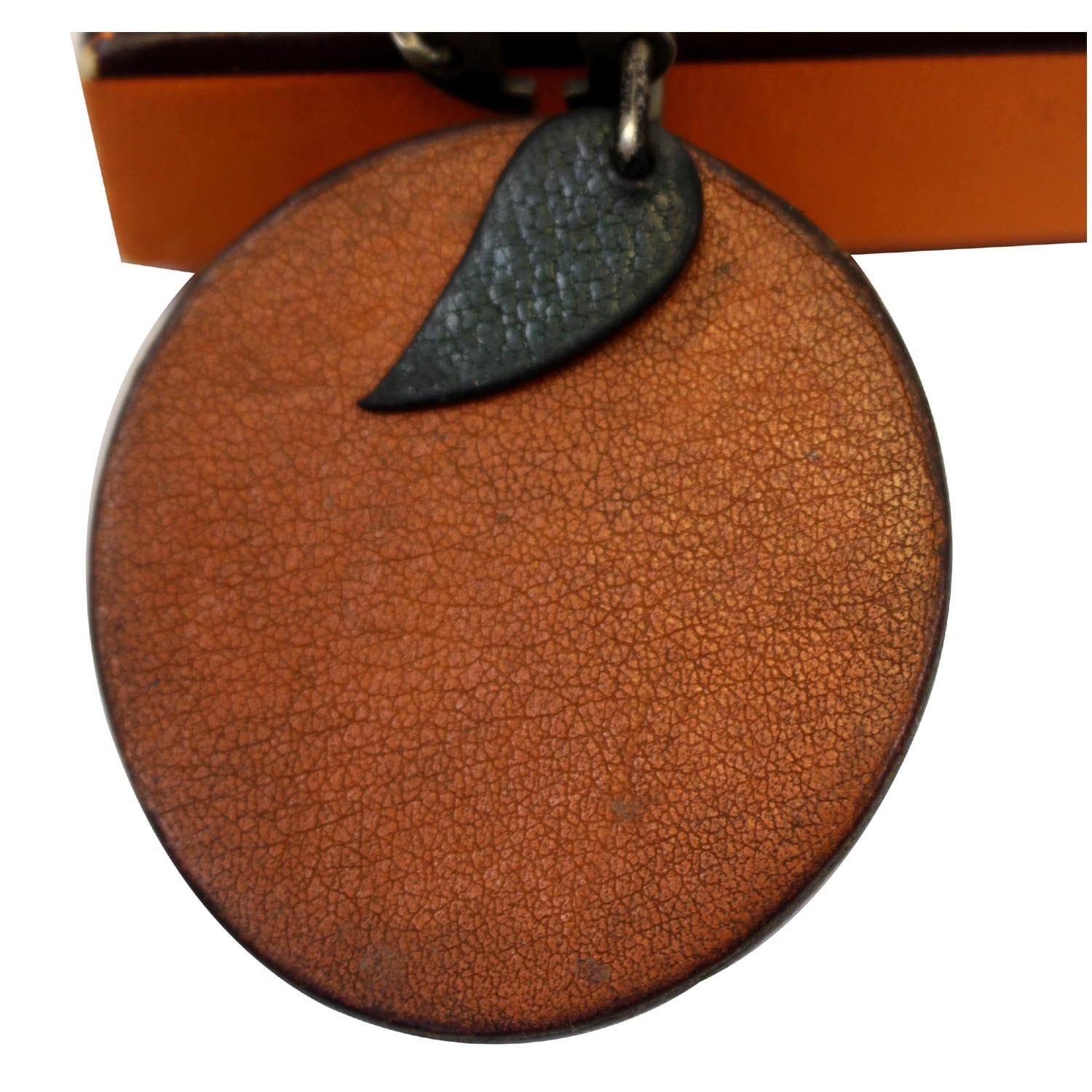 Hermes Chevre Mysore Key Chain Bag Charm Orange
