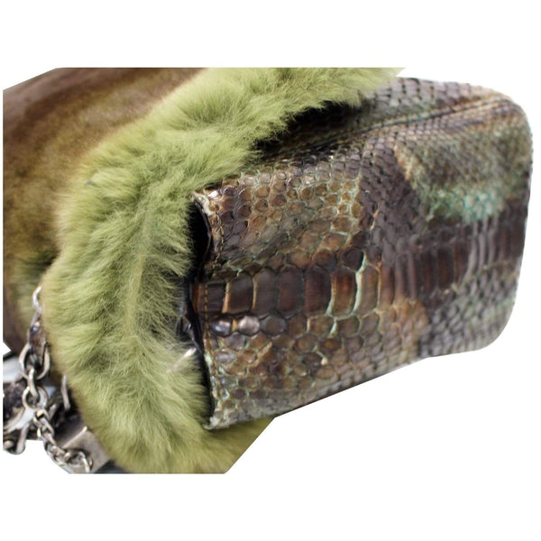 Chanel Jumbo Classic Fur and Python Leather Flap Bag corner view