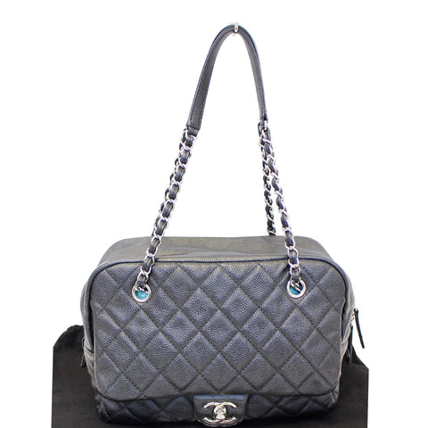 CHANEL Camera Case Quilted Caviar Leather Medium Flap Shoulder Bag