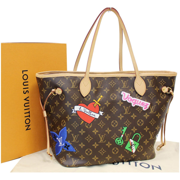 front look Lv Stories Neverfull MM Monogram Canvas Bag
