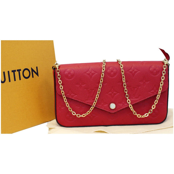 LOUIS VUITTON Pochette Felicie Monogram Empreinte Chain Wallet Red
