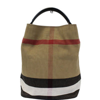 BURBERRY Ashby Medium Check Canvas Hobo Bag-US