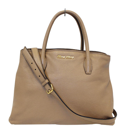 MIU MIU Madras 2 Way Leather Shoulder Bag Beige - 25% OFF
