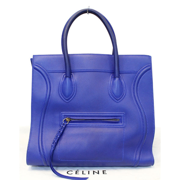 CELINE Phantom Luggage Medium Blue Leather Tote Bag-US