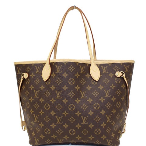 LOUIS VUITTON Neverfull MM Monogram Canvas Tote Shoulder Bag Brown