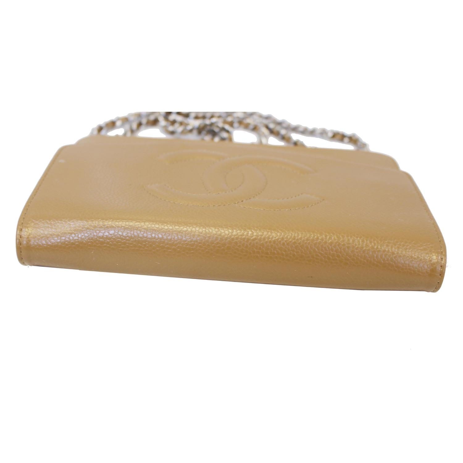 Bags, Chanel Beige Clutch Cc Caviar Leather Zip Around Long Wallet