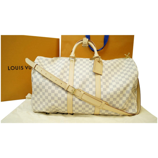 Louis Vuitton Keepall 55 Bandouliere Damier Azur Bag front view