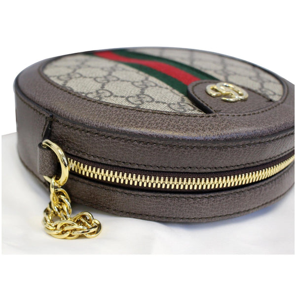 Gucci Ophidia Mini GG Round Supreme Monogram Web Crossbody Bag Beige