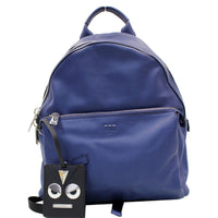 FENDI Are You Serious Backpack Bag with Face Charm Blue