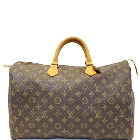 LOUIS VUITTON Speedy 40 Monogram Canvas Satchel Handbag Brown